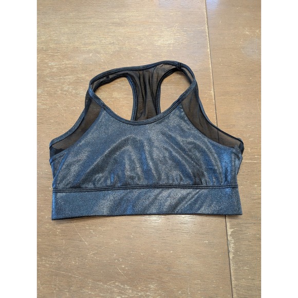 Heroine Sport Metallic Mesh Racerback Sports Bra Top Small Made USA running - Picture 1 of 6
